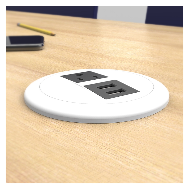 Pemberly Row Plastic Modern USB-A Dome 120V Power Station in White