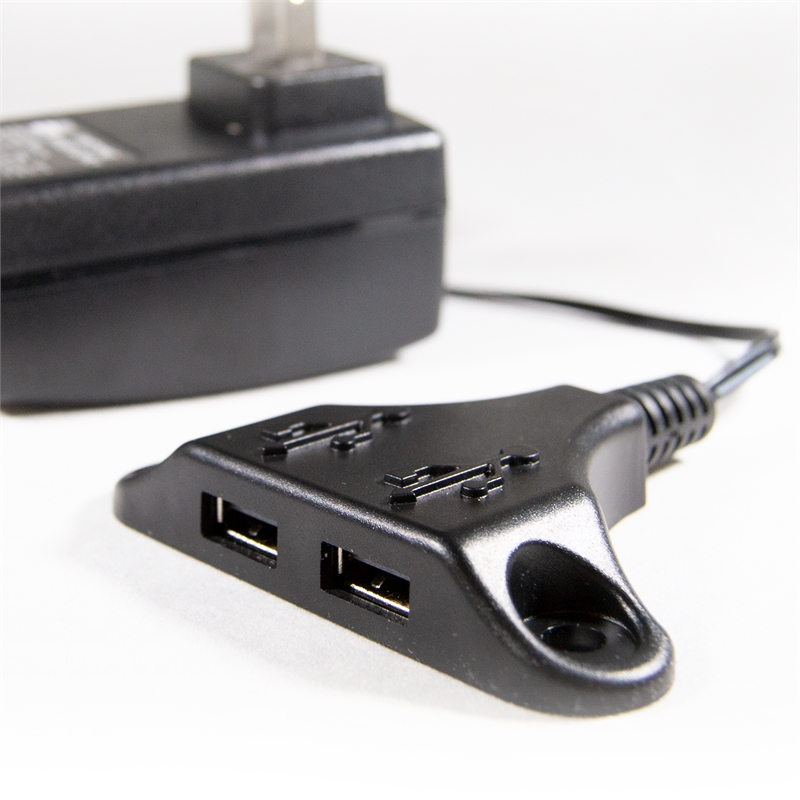 Pemberly Row Plastic Modern Dual USB-A Stingray in Black Finish