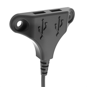 Pemberly Row Plastic Modern Dual USB-A Stingray in Black Finish