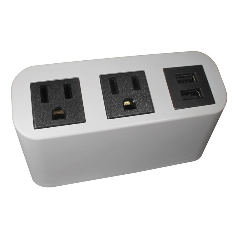 Pemberly Row Plastic Modern Edge Power Station in White Finish
