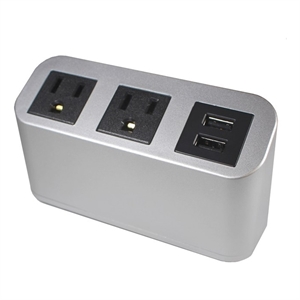 Pemberly Row Plastic Modern Edge Power Station in Silver Finish