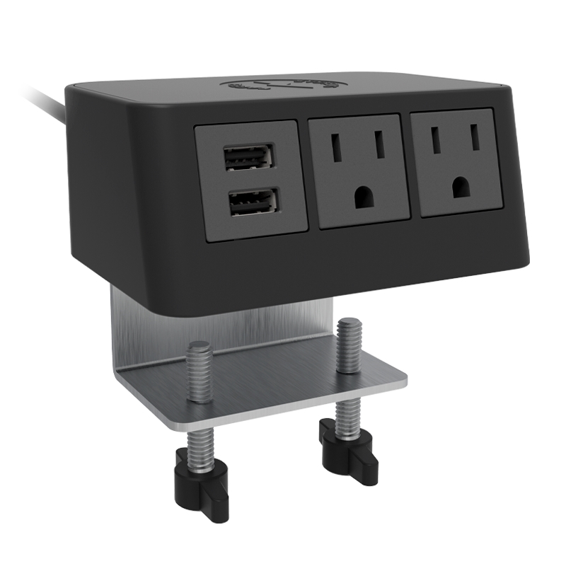 Pemberly Row Plastic Modern Duo Power Station in Black Finish