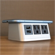 Pemberly Row Plastic Modern Duo Power Station in Silver Finish