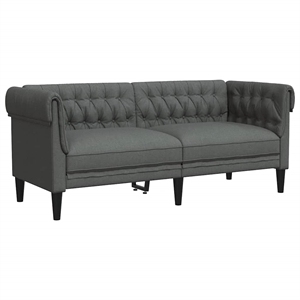 Pemberly Row Fabric Polyester Chesterfield Sofa in Dark Grey