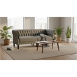 Pemberly Row Fabric Polyester Chesterfield Sofa in Dark Grey