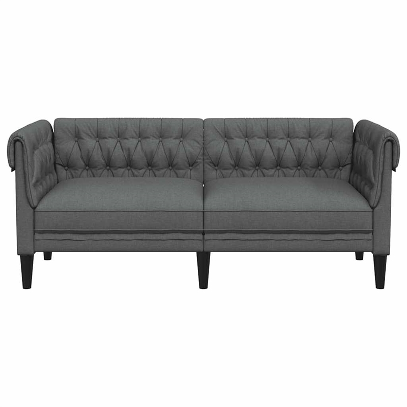 Pemberly Row Fabric Polyester Chesterfield Sofa in Dark Grey