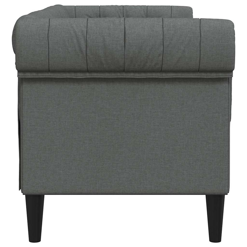 Pemberly Row Fabric Polyester Chesterfield Sofa in Dark Grey