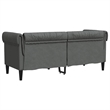 Pemberly Row Fabric Polyester Chesterfield Sofa in Dark Grey