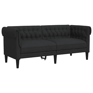 Pemberly Row Modern Fabric Polyester Chesterfield Sofa in Black