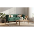 Pemberly Row Fabric Polyester Chesterfield Sofa in Dark Green