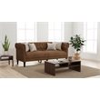 Pemberly Row Modern Fabric Polyester Chesterfield Sofa in Brown
