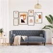 Pemberly Row Fabric Velvet 2-Seater Chesterfield Sofa in Dark Grey
