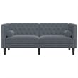 Pemberly Row Fabric Velvet 2-Seater Chesterfield Sofa in Dark Grey