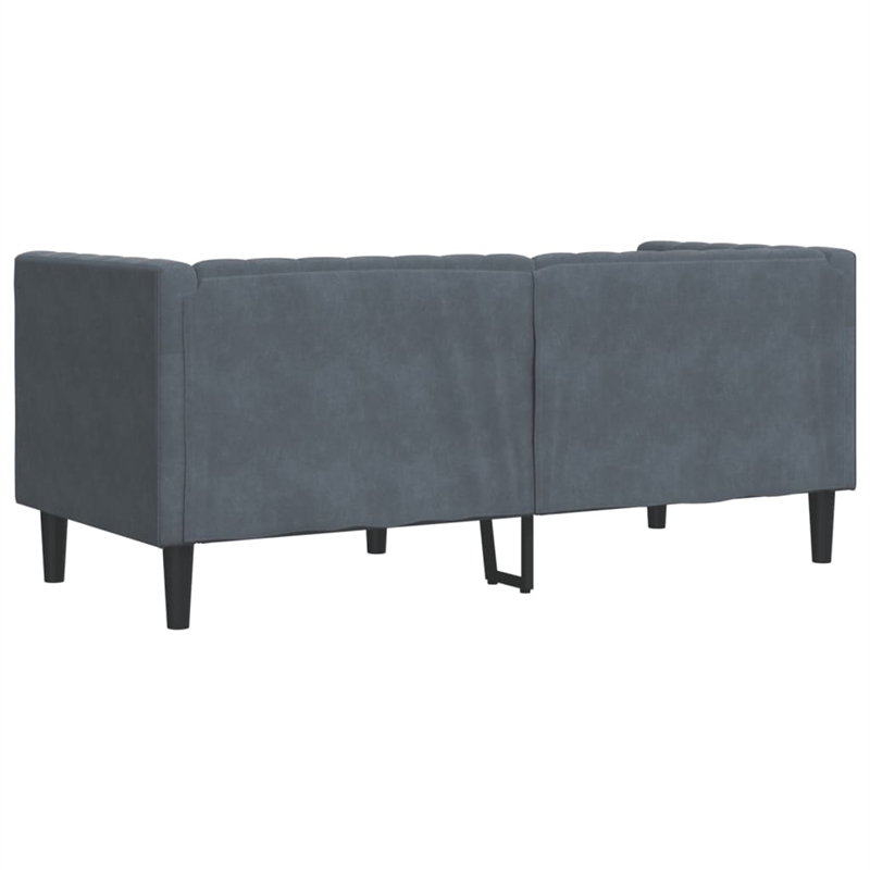 Pemberly Row Fabric Velvet 2-Seater Chesterfield Sofa in Dark Grey