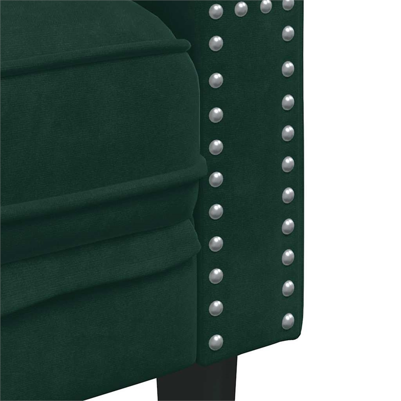 Pemberly Row Fabric Velvet 2-Seater Chesterfield Sofa in Dark Green