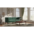 Pemberly Row Fabric Velvet 2-Seater Chesterfield Sofa in Dark Green
