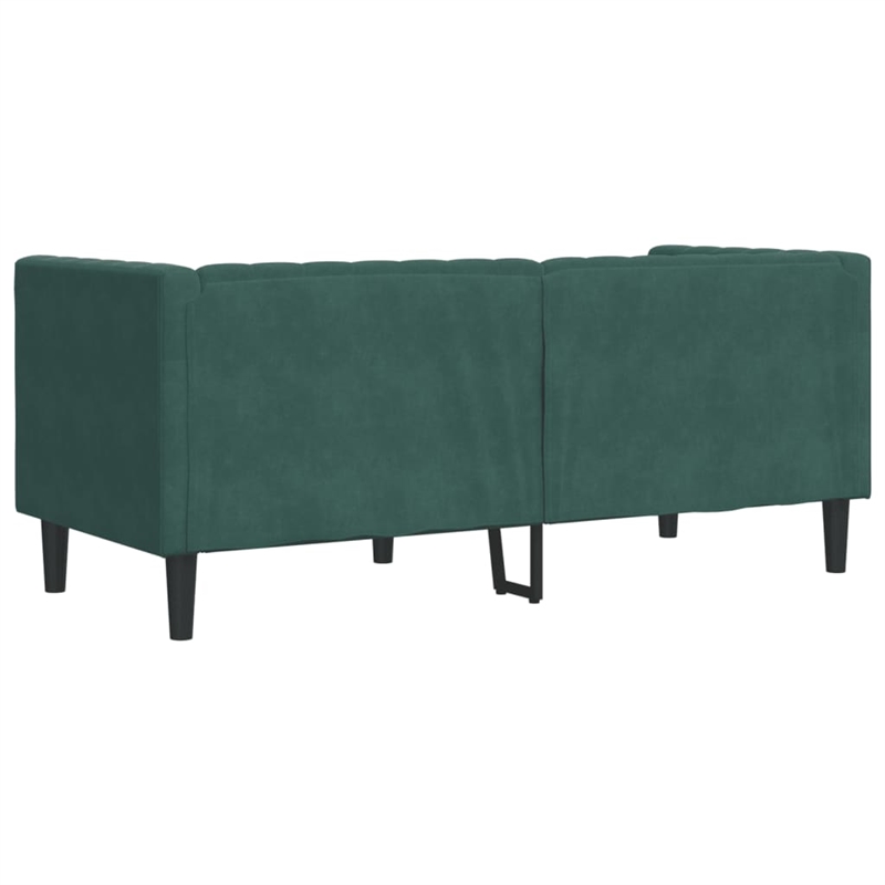 Pemberly Row Fabric Velvet 2-Seater Chesterfield Sofa in Dark Green