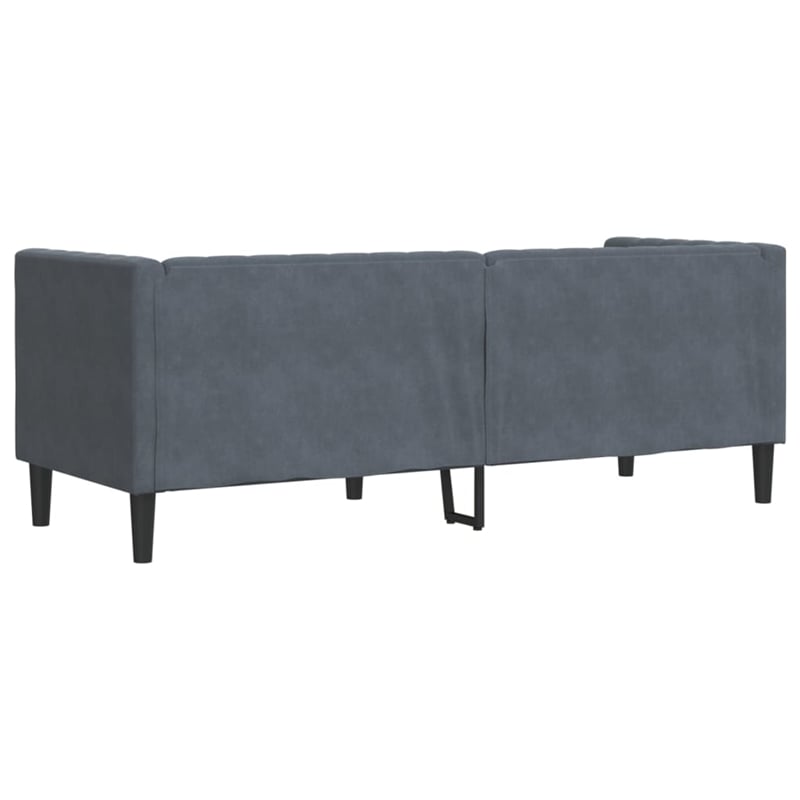 Pemberly Row Fabric Velvet 3-Seater Chesterfield Sofa in Dark Gray