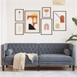Pemberly Row Fabric Velvet 3-Seater Chesterfield Sofa in Dark Gray