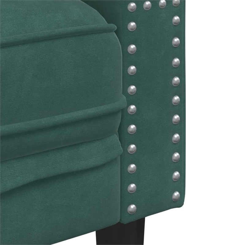 Pemberly Row Fabric Velvet 3-Seater Chesterfield Sofa in Dark Green