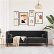 Pemberly Row Fabric Velvet 3-Seater Chesterfield Sofa in Black