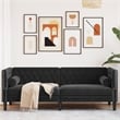 Pemberly Row Fabric Velvet 3-Seater Chesterfield Sofa in Black