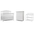 Pemberly Row 3-Piece Nursery Set: Convertible Crib, Changing Station, and 4-Drawer Dresser in White 