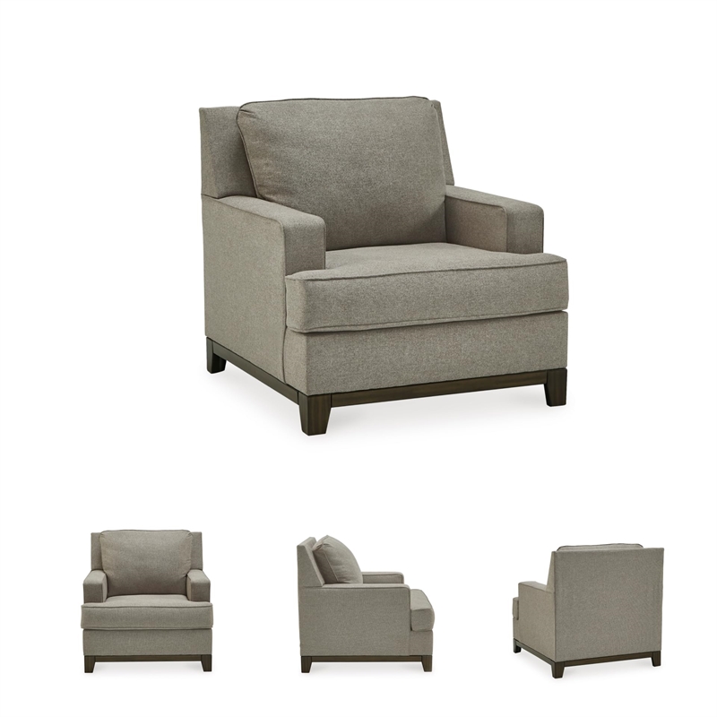 Pemberly Row Contemporary Polyester Upholstered Accent Chair in Granite