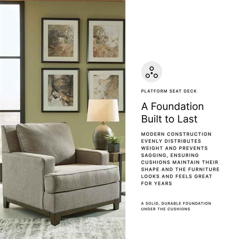 Pemberly Row Contemporary Polyester Upholstered Accent Chair in Granite