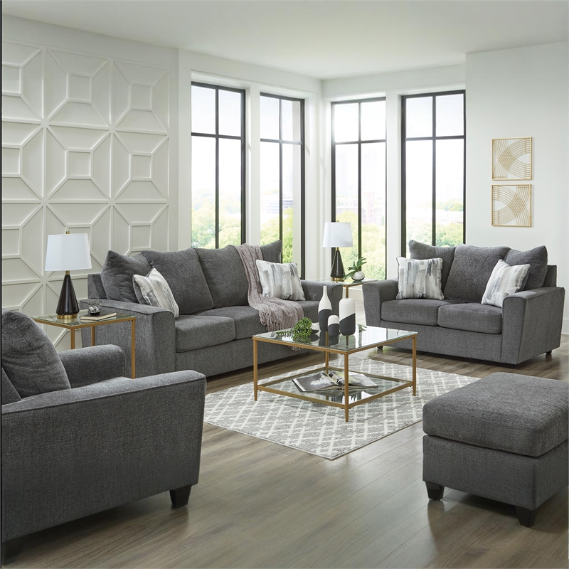 Pemberly Row Contemporary Polyester Upholstered Accent Chair in Gravel