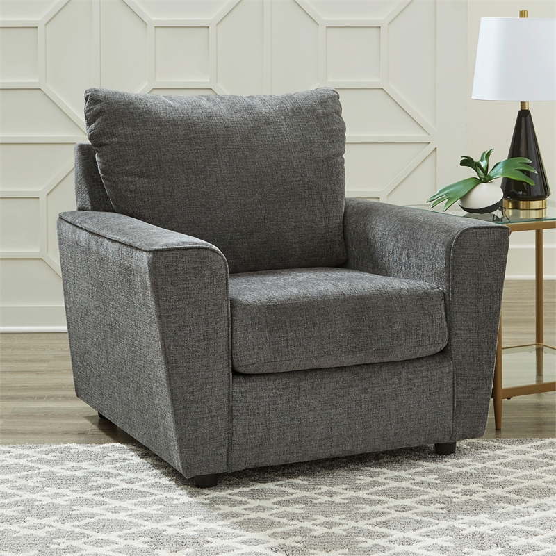 Pemberly Row Contemporary Polyester Upholstered Accent Chair in Gravel
