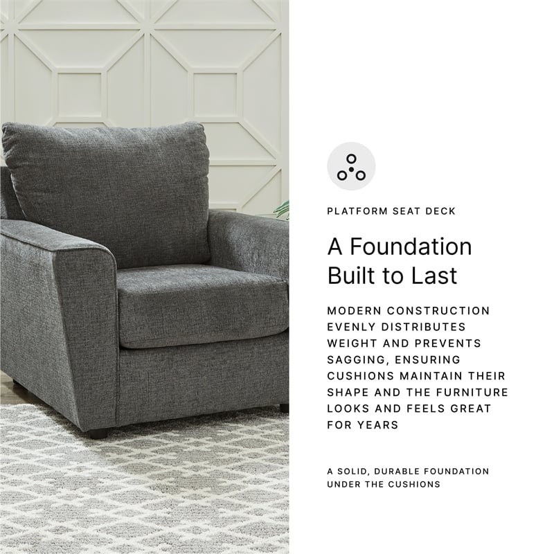 Pemberly Row Contemporary Polyester Upholstered Accent Chair in Gravel