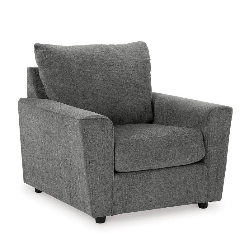 Pemberly Row Contemporary Polyester Upholstered Accent Chair in Gravel