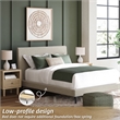 Pemberly Row Contemporary Beige Queen Upholstered Bed with Roll Slats