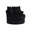 Pemberly Row Contemporary Polyester Upholstered Onyx Swivel Chair