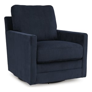 Pemberly Row Contemporary Polyester Upholstered Navy Swivel Chair