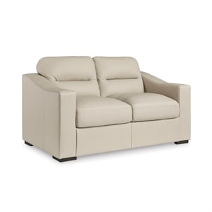 Pemberly Row Contemporary Leather Upholstered Almond Loveseat