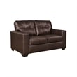 Pemberly Row Contemporary Leather Upholstered Dark Brown Loveseat