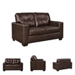 Pemberly Row Contemporary Leather Upholstered Dark Brown Loveseat