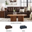 Pemberly Row Contemporary Leather Upholstered Brown Finish Sofa