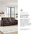 Pemberly Row Contemporary Leather Upholstered Brown Finish Sofa