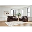 Pemberly Row Contemporary Leather Upholstered Brown Finish Sofa