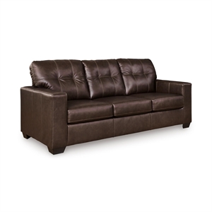 Pemberly Row Contemporary Leather Upholstered Brown Finish Sofa