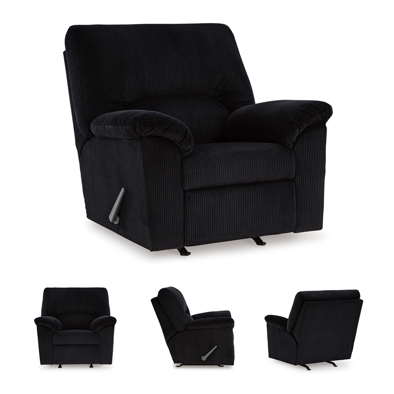Pemberly Row Contemporary Polyester Upholstered Onyx Recliner