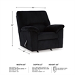 Pemberly Row Contemporary Polyester Upholstered Onyx Recliner