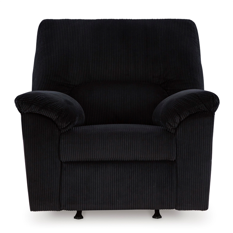 Pemberly Row Contemporary Polyester Upholstered Onyx Recliner