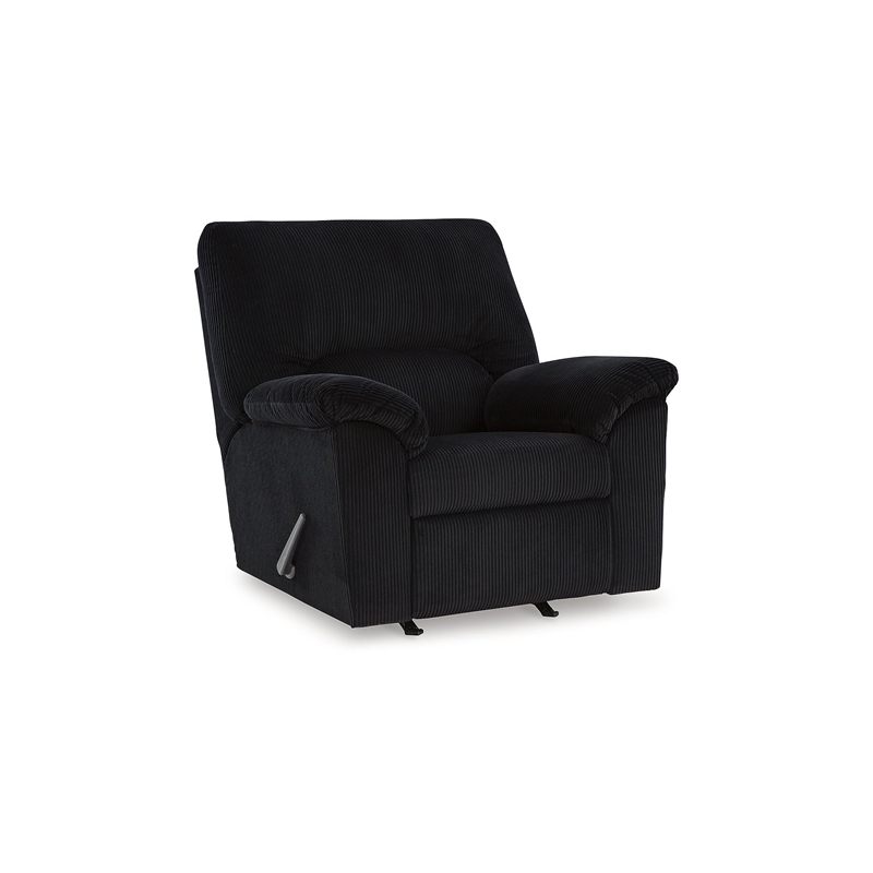 Pemberly Row Contemporary Polyester Upholstered Onyx Recliner