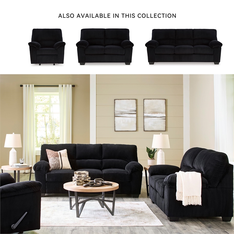 Pemberly Row Contemporary Polyester Upholstered Onyx Recliner