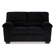 Pemberly Row Contemporary Polyester Upholstered Onyx Loveseat