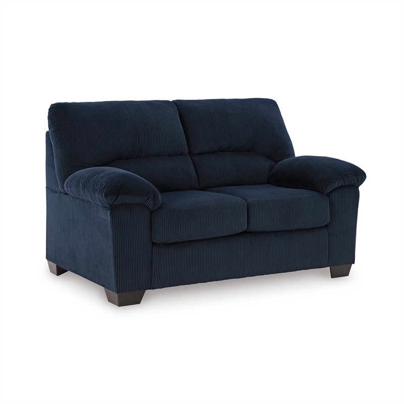 Pemberly Row Contemporary Polyester Upholstered Navy Loveseat